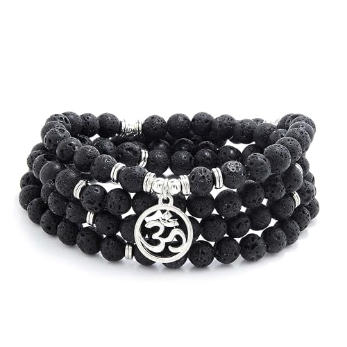 Om Mala Perlen 108 Meditation Mantra Halskette Armband für Männer oder Frauen Gebet (Lava) von Self-Discovery Mala