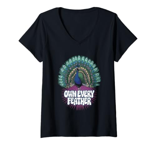 Damen Peacock Struts Feather Einzigartiges Selbstvertrauen für Expression-Fans T-Shirt mit V-Ausschnitt Damen Peacock Struts Feather Einzigartiges Selbstvertrauen für Expression-Fans T-Shirt mit V-Ausschnitt von Self-Expression Tees for Confident Unique Souls