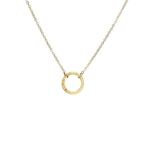 Self Love Club® Filigrane Halskette Damen 18K vergoldet mit Anhänger - Chirurgenstahl in Gold, Rosé & Silber - verstellbare Länge - Wasserfeste & Hautverträgliche Kette (Gemusterter Kreis Gold) von Self Love Club