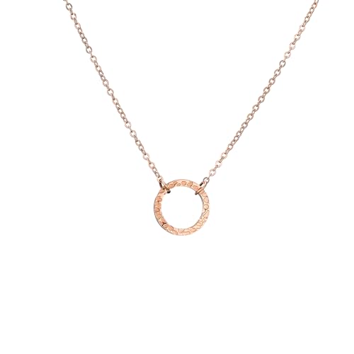 Self Love Club® Filigrane Halskette Damen 18K vergoldet mit Anhänger - Chirurgenstahl in Gold, Rosé & Silber - verstellbare Länge - Wasserfeste & Hautverträgliche Kette (Gemusterter Kreis Rosé) von Self Love Club