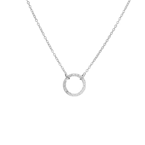 Self Love Club® Filigrane Halskette Damen mit gemustertem Kreis Anhänger aus Edelstahl in Silber - Wasserfeste & Hautverträgliche 316L Chirurgenstahl Kette von Self Love Club
