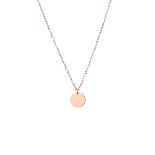 Self Love Club® Filigrane Halskette Damen 18K vergoldet mit Anhänger - Chirurgenstahl in Gold, Rosé & Silber - verstellbare Länge - Wasserfeste & Hautverträgliche Kette (Kreis Anhänger Ø 9 mm Rosé) von Self Love Club