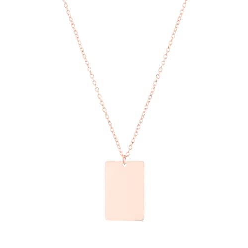 Self Love Club® Filigrane Halskette Damen 18K vergoldet mit Anhänger - Chirurgenstahl in Gold, Rosé & Silber - verstellbare Länge - Wasserfeste & Hautverträgliche Kette (Rechteck Anhänger Rosé) von Self Love Club