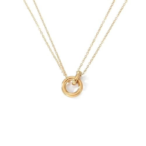 Self Love Club® Filigrane Halskette Damen 14K vergoldet mit verbundenen Ringen Anhänger aus Edelstahl in Gold - Wasserfeste & Hautverträgliche 316L Chirurgenstahl Kette von Self Love Club