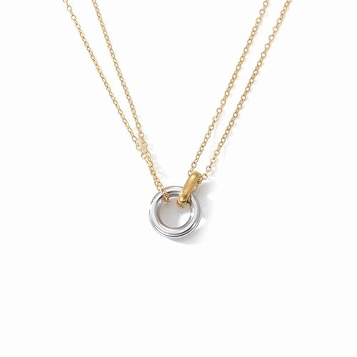 Self Love Club® Filigrane Halskette Damen 14K vergoldet mit verbundenen Ringen Anhänger aus Edelstahl in Gold & Silber - Wasserfeste & Hautverträgliche 316L Chirurgenstahl Kette von Self Love Club