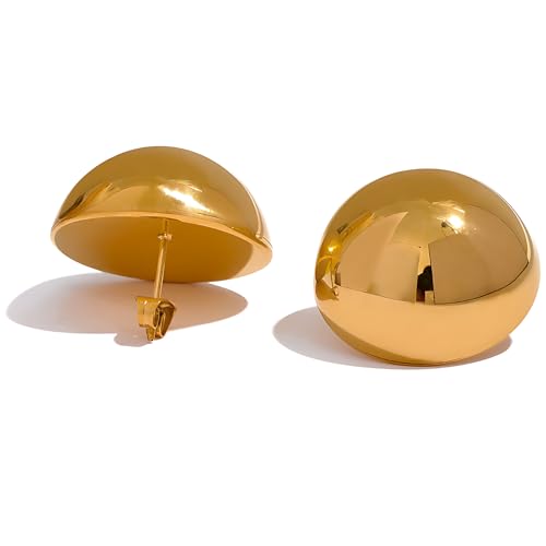 Self Love Club® Große Ohrstecker Halbkugel Damen 18K vergoldet aus Edelstahl, Kugel Ohrringe in Gold & Silber, Chunky Statement-Ohrringe, Wasserfest & Hautverträglich (Gold) von Self Love Club