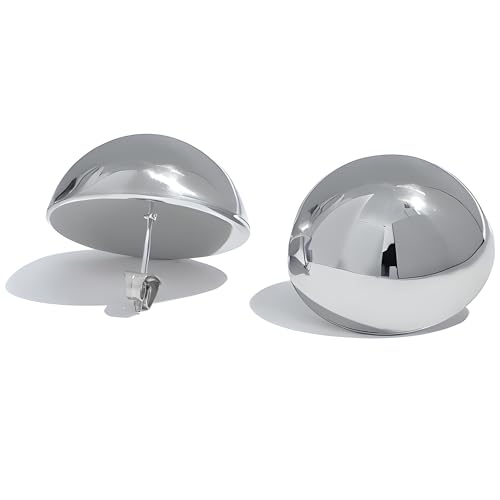 Self Love Club® Große Ohrstecker Halbkugel Damen 18K vergoldet aus Edelstahl, Kugel Ohrringe in Gold & Silber, Chunky Statement-Ohrringe, Wasserfest & Hautverträglich (Silber) von Self Love Club