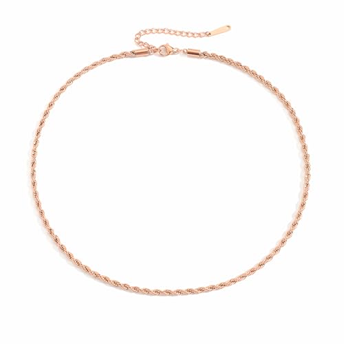 Self Love Club® Halskette Damen aus vergoldetem Edelstahl - Wasserfeste & Hautverträgliche Kette - 316l Chirurgenstahl in Gold, Rosé & Silber (Kordelkette Rosé 38-43 cm) von Self Love Club