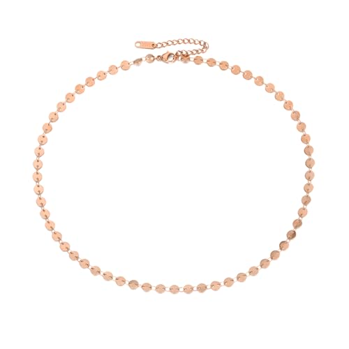 Self Love Club® Halskette Damen aus vergoldetem Edelstahl - Wasserfeste & Hautverträgliche Kette - 316l Chirurgenstahl in Gold, Rosé & Silber (Plättchenkette Rosé 35-38 cm (Choker)) von Self Love Club