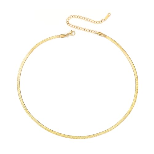 Self Love Club® Halskette Damen aus vergoldetem Edelstahl - Wasserfeste & Hautverträgliche Kette - 316l Chirurgenstahl in Gold, Rosé & Silber (Schlangenkette Gold 35-43 cm) von Self Love Club