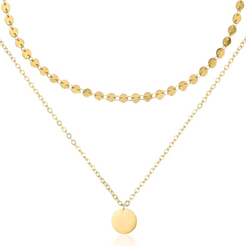 Self Love Club® Halsketten Set für Damen aus Edelstahl in Gold & Silber, 18K vergoldete layering Ketten, Wasserfest & Hautverträglich (Gold) von Self Love Club