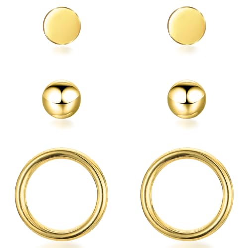 Self Love Club® Ohrstecker Set Damen aus Chirurgenstahl, Hautfreundliche & Wasserfeste Ohrringe 18K vergoldet in Gold von Self Love Club
