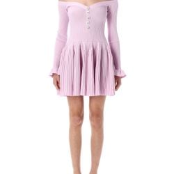 Rosa Rippstrick Mini Kleid von Self Portrait