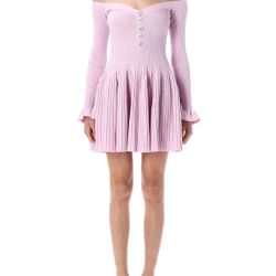 Rosa Rippstrick Mini Kleid von Self Portrait