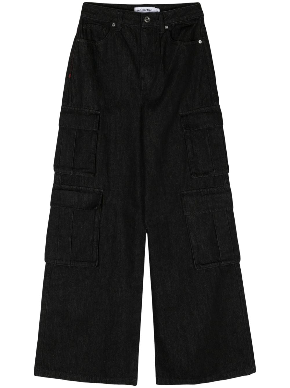 Self-Portrait Weite High-Rise-Jeans - Schwarz von Self-Portrait