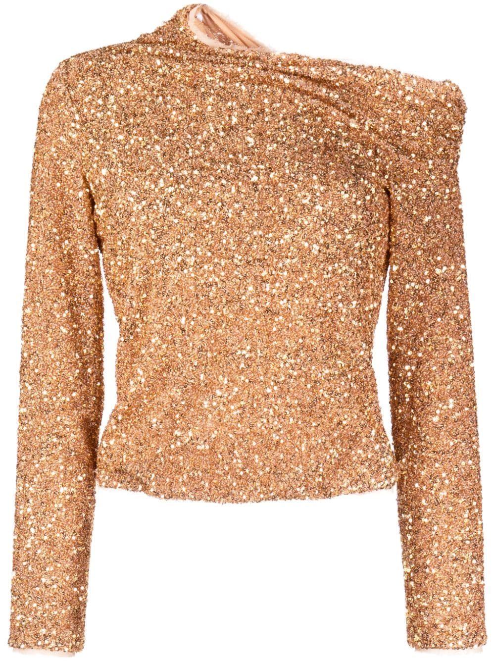 Self-Portrait Asymmetrische Bluse mit Pailletten - Gold von Self-Portrait