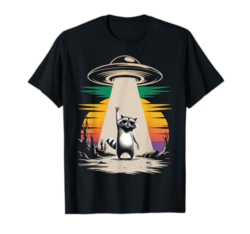 Lustiger Waschbär mit UFO-Motiv für Männer, Vintage T-Shirt von Selfie Raccoon UFO Racoon Vintage