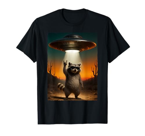 Lustiger Waschbär mit UFO-Motiv für Männer, in and Light T-Shirt von Selfie Raccoon UFO Racoon Vintage