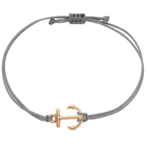 Selfmade Jewelry Armband Damen Roségold Anker Handgemachtes Makramee-Armkettchen Größenverstellbar Inkl. Geschenk-Verpackung (Rosegold - Grau) von Selfmade Jewelry