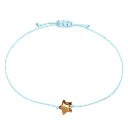 Selfmade Jewelry Armband Damen Roségold Stern Größenverstellbares Armkettchen mit Sternchen Handgemacht Inkl. Geschenk-Verpackung (Rosegold - Hellblau) von Selfmade Jewelry