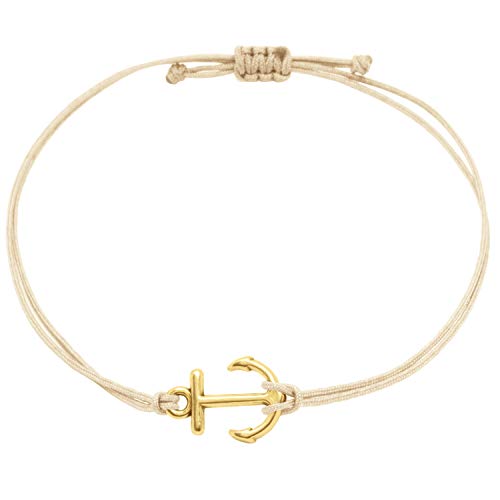 Selfmade Jewelry Armband Damen Gold Anker Handgemachtes Makramee Armbändchen Größenverstellbar Inkl. Geschenk-Verpackung von Selfmade Jewelry