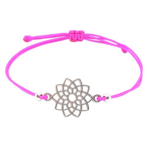 Selfmade Jewelry Armband Damen Roségold Mandala Boho Style Makramee Armbändchen Inkl. Geschenk-Verpackung (Silber - Pink) von Selfmade Jewelry