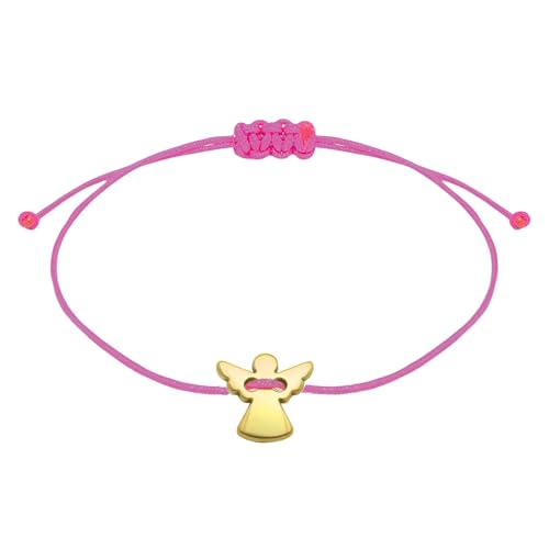 Selfmade Jewelry Armband Damen Schutzengel Gold Handgemachtes Makramee Armkettchen mit Engelchen Inkl. Geschenk-Verpackung (Gold - Pink) von Selfmade Jewelry