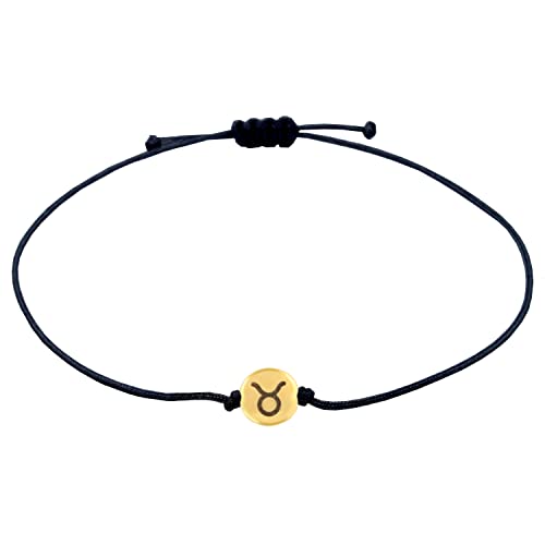 Selfmade Jewelry Armband Damen Sternzeichen Gold Größenverstellbares Makramee-Armkettchen Handgemacht Inkl. Geschenk-Verpackung (Stier) von Selfmade Jewelry