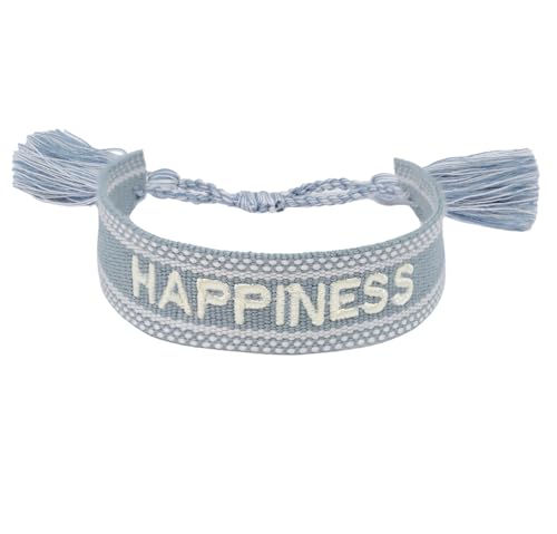 Selfmade Jewelry Armband Damen Stoff, Gewebtes Armband Stoff, Boho Armband Damen, Geschenk Muttertag (HAPPINESS) von Selfmade Jewelry