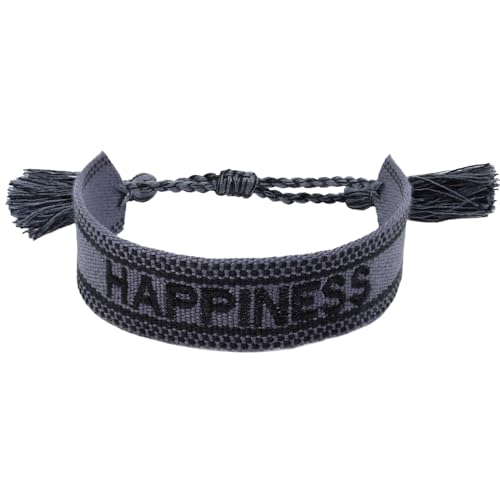 Selfmade Jewelry Armband Stoff Schwarz - Gewebtes Web Armband Damen Stoff - Geschenkidee Muttertag Freundin Damen (HAPPINESS) von Selfmade Jewelry