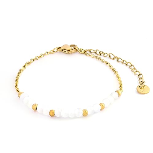 Selfmade Jewelry Armkettchen mit weißen Perlen Damen Gold Stainless Steel Edelstahl Armschmuck Filigran Zart Inkl. Schmuckbox Selfmade Jewelry Armkettchen mit weißen Perlen Damen Gold Stainless Steel Edelstahl Armschmuck Filigran Zart Inkl. Schmuckbox von Selfmade Jewelry