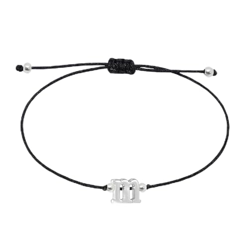 Selfmade Jewelry Buchstaben Armband Damen Silber Kettchen Handmade Größenverstellbares Makramee Armbändchen mit Anfangsbuchstabe Inkl. Geschenk-Verpackung (m) von Selfmade Jewelry