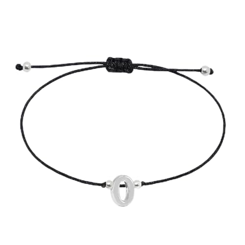 Selfmade Jewelry Buchstaben Armband Damen Silber Kettchen Handmade Größenverstellbares Makramee Armbändchen mit Anfangsbuchstabe Inkl. Geschenk-Verpackung (o) von Selfmade Jewelry