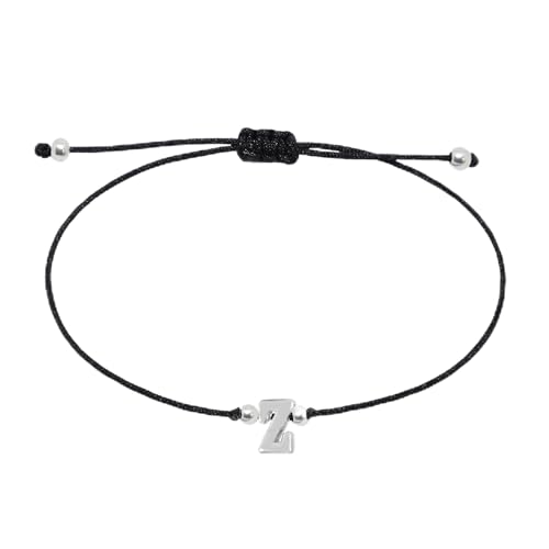 Selfmade Jewelry Buchstaben Armband Damen Silber Kettchen Handmade Größenverstellbares Makramee Armbändchen mit Anfangsbuchstabe Inkl. Geschenk-Verpackung (z) von Selfmade Jewelry