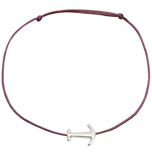 Selfmade Jewelry Fußkettchen Damen Anker Silber Handgemachtes Fußband Größenverstellbar Inkl. Geschenk-Verpackung (Silber - Altrosa) von Selfmade Jewelry