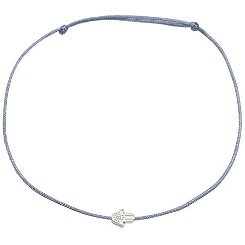 Selfmade Jewelry Fußkettchen Damen Silber Fatimas Hand Größenverstellbares Fußband Hamsa Handmade Inkl. Geschenk-Verpackung (Grau) von Selfmade Jewelry