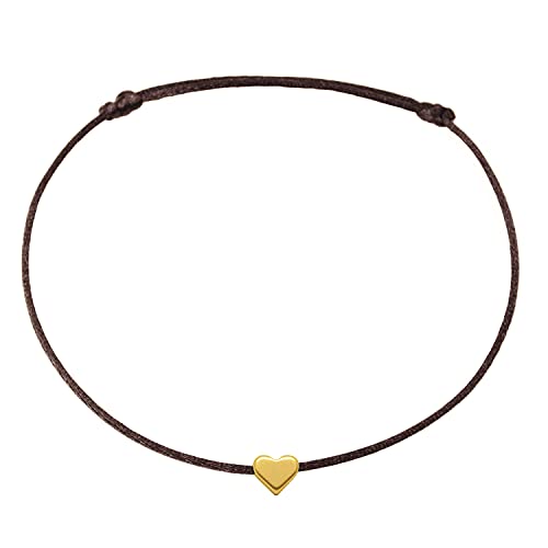 Selfmade Jewelry Fußkettchen Damen Herz Größenverstellbare Fußkette Fußschmuck Handmade in Germany Inkl. Geschenk-Verpackung (Gold - Braun) von Selfmade Jewelry