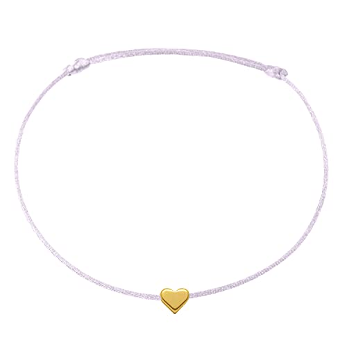 Selfmade Jewelry Fußkettchen Damen Herz Größenverstellbare Fußkette Fußschmuck Handmade in Germany Inkl. Geschenk-Verpackung (Gold - Flieder) von Selfmade Jewelry