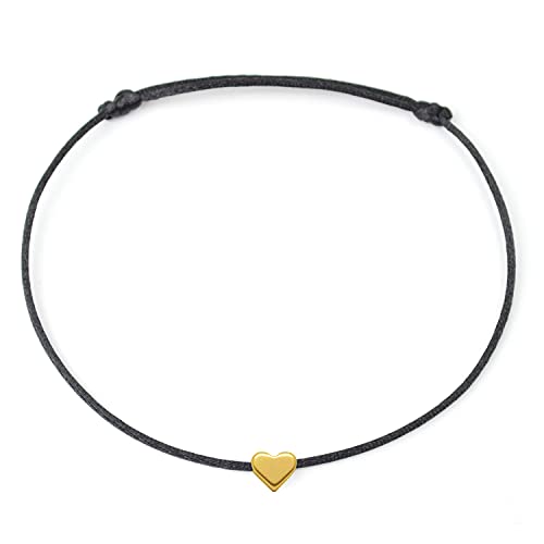 Selfmade Jewelry Fußkettchen Damen Herz Größenverstellbare Fußkette Fußschmuck Handmade in Germany Inkl. Geschenk-Verpackung (Gold - Schwarz) von Selfmade Jewelry