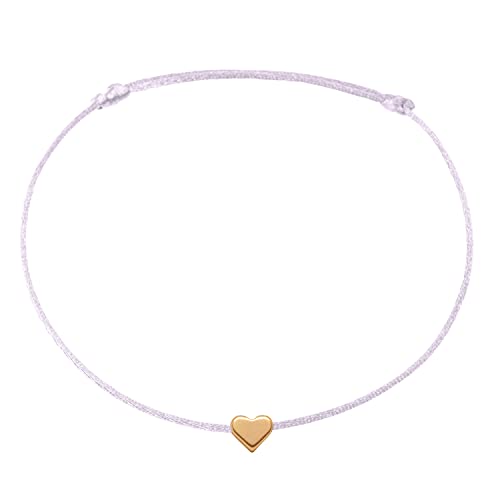 Selfmade Jewelry Fußkettchen Damen Herz Größenverstellbare Fußkette Fußschmuck Handmade in Germany Inkl. Geschenk-Verpackung (Roségold - Flieder) von Selfmade Jewelry