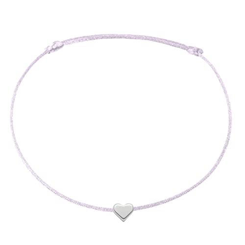 Selfmade Jewelry Fußkettchen Damen Herz Größenverstellbare Fußkette Fußschmuck Handmade in Germany Inkl. Geschenk-Verpackung (Silber - Flieder) von Selfmade Jewelry