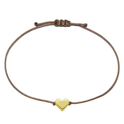 Selfmade Jewelry Armband Damen Herz Gold Handgemachtes Makramee Bändchen mit Herzchen Größenverstellbar Inkl. Geschenk-Verpackung (Gold - Braun) Selfmade Jewelry Armband Damen Herz Gold Handgemachtes Makramee Bändchen mit Herzchen Größenverstellbar Inkl. Geschenk-Verpackung (Gold - Braun) von Selfmade Jewelry