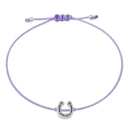 Selfmade Jewelry Hufeisen Armband Damen Silber (größenverstellbar bis 21cm) Glücksbringer Armbändchen für Frauen & Mädchen in Grau Inkl. Geschenkverpackung (Silber - Lila) von Selfmade Jewelry