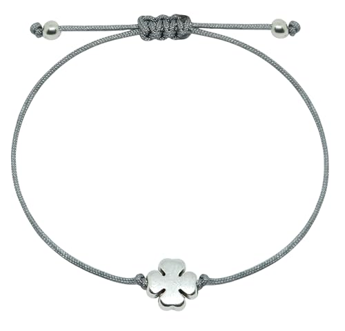 Selfmade Jewelry Kleeblatt Armband Glücksbringer Prüfung Größenverstellbares Armkettchen für Mädchen & Frauen Inkl. Geschenkverpackung (Silber - Grau) von Selfmade Jewelry