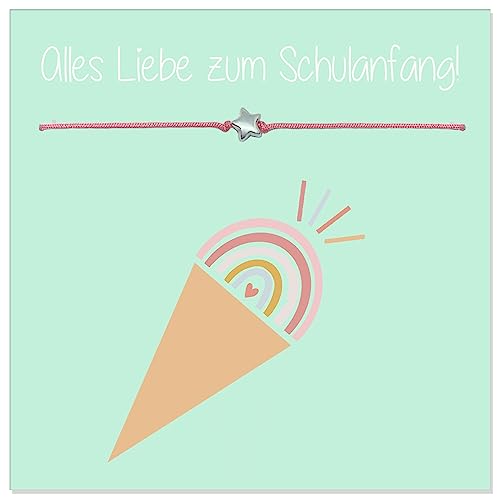 Selfmade Jewelry Schulanfang Geschenk Handgemachtes Armbändchen Größenverstellbares Schmuckstück für Mädchen Schultüte Schulstart (Stern) von Selfmade Jewelry