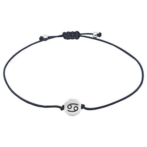 Selfmade Jewelry Armband Damen Silber Sternzeichen Größenverstellbares Makramee Armkettchen Handmade Inkl. Geschenk-Verpackung (Krebs) von Selfmade Jewelry
