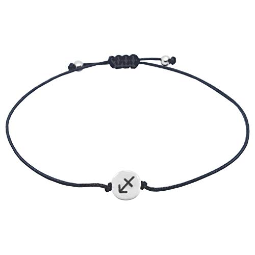 Selfmade Jewelry Armband Damen Silber Sternzeichen Größenverstellbares Makramee Armkettchen Handmade Inkl. Geschenk-Verpackung (Schütze) von Selfmade Jewelry