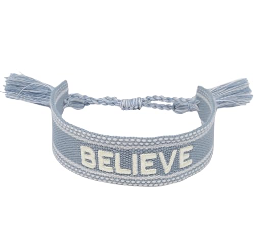 Selfmade Jewelry Armband Damen Stoff, Gewebtes Armband Stoff, Boho Armband Damen, Geschenk Muttertag (BELIEVE) von Selfmade Jewelry