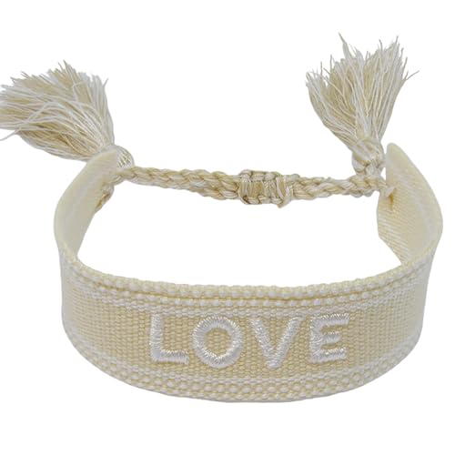 Selfmade Jewelry Stoff Armband in Beige, Web und gewebtes Design - Ideale Geschenke für frauen, perfekte kleine Geschenke, charmante kleine Geschenke für Frauen - Geschenkidee (LOVE) von Selfmade Jewelry