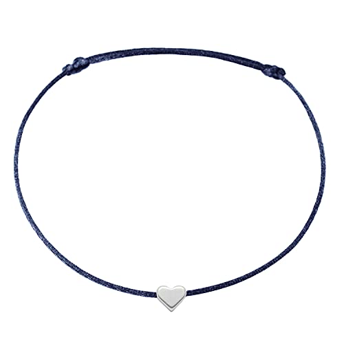 Selfmade Jewelry Fußkettchen Damen Herz Größenverstellbare Fußkette Fußschmuck Handmade in Germany Inkl. Geschenk-Verpackung (Silber - Dunkelblau) von Selfmade Jewelry